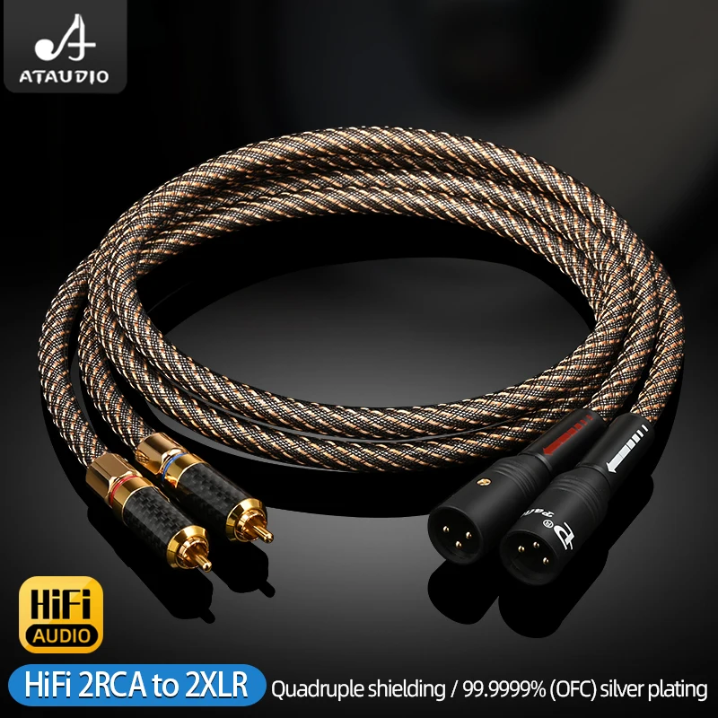 One Pair UK QED HiFi RCA to XLR Audio Cable OFC Mixed Silver