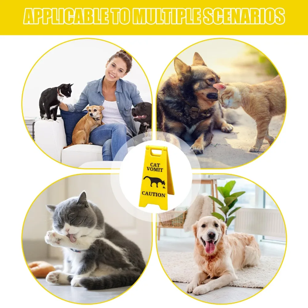 Funny Cat Vomiting Warning Sign, Humorous Pet Lover Gift for Indoor Outdoor Garden Decor, Novelty Safety Alert Plaque for Home