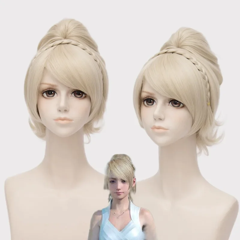 

IHYAMS Wigs Game Final Fantasy XV Lunafreya Blonde Curly Cosplay Wigs Princess Light Gold Hair Halloween Stage Costumes Wig