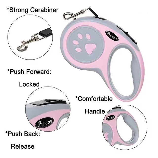 3m 5m Paw Dog Leash For Small Medium Large Dogs Outdoor Lead Walking Puppy Strong Retractable Nylon Rope Yorkies Pet Supplies 3