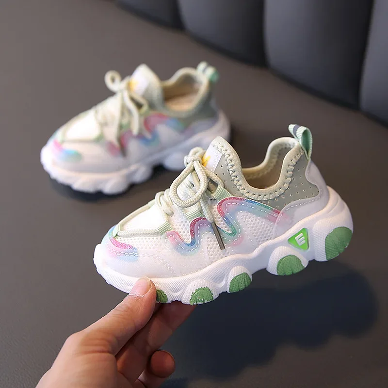 Spring Children Sport Shoes Breathable Soft Bottom Non-slip Casual Sneakers For Girls