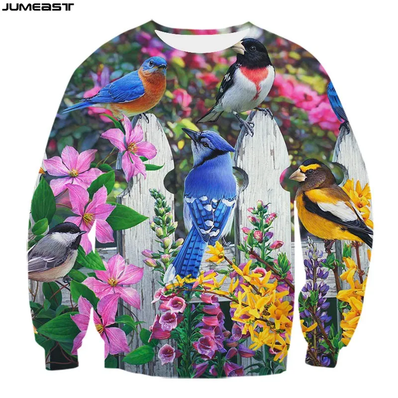 

Jumeast Y2k Men Women 3D Printed Sweatshirt Lovely Animal Bird Parrot Long Sleeve Fashion HipT Shirt Sport Pullover Tops Tees