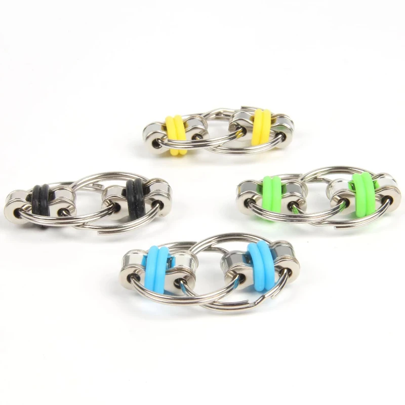 Decompression Bike Chain Fidget Finger Spinner Sensory Toy Metal Puzzle Keychain 1pc