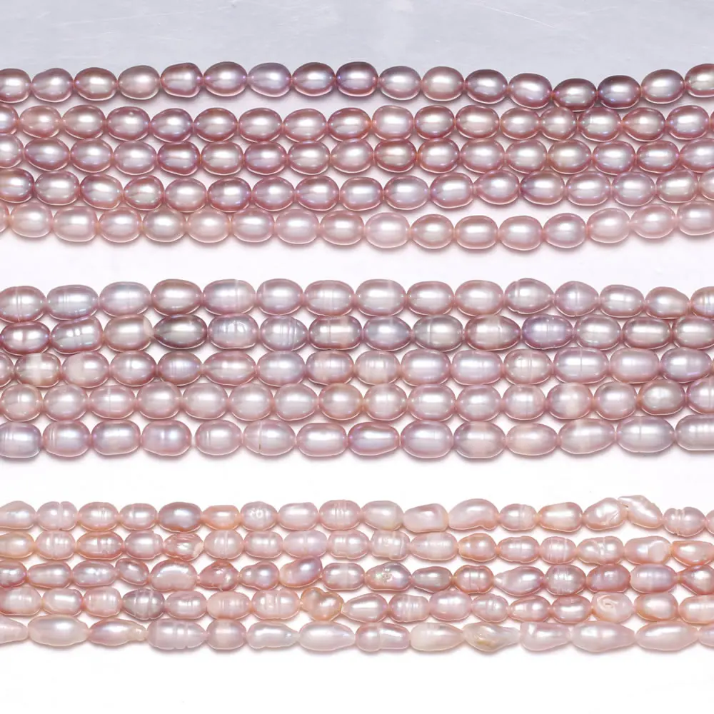

5-6mm AAA Natural Freshwater Pearl Loose Spacer Bead Fashion Purple Rice Beads for Jewelry Making Supplies DIY Necklace Bracelet