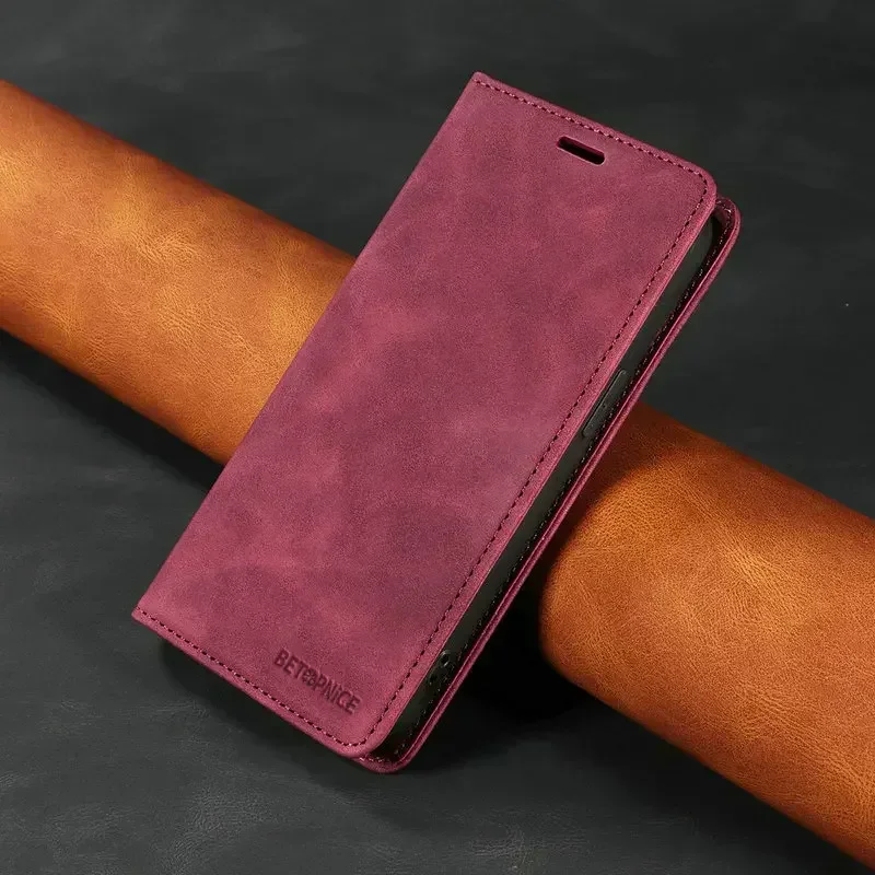 RFID Leather Flip Phone Case Cover for A56 5G (Red)