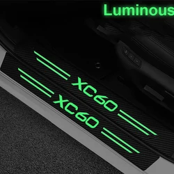 for Volvo XC60 Logo Luminous Car Door Threshold Stickers Anti Scratch Film Night Lighted Rear Trunk Sill Waterproof Decals Tape
