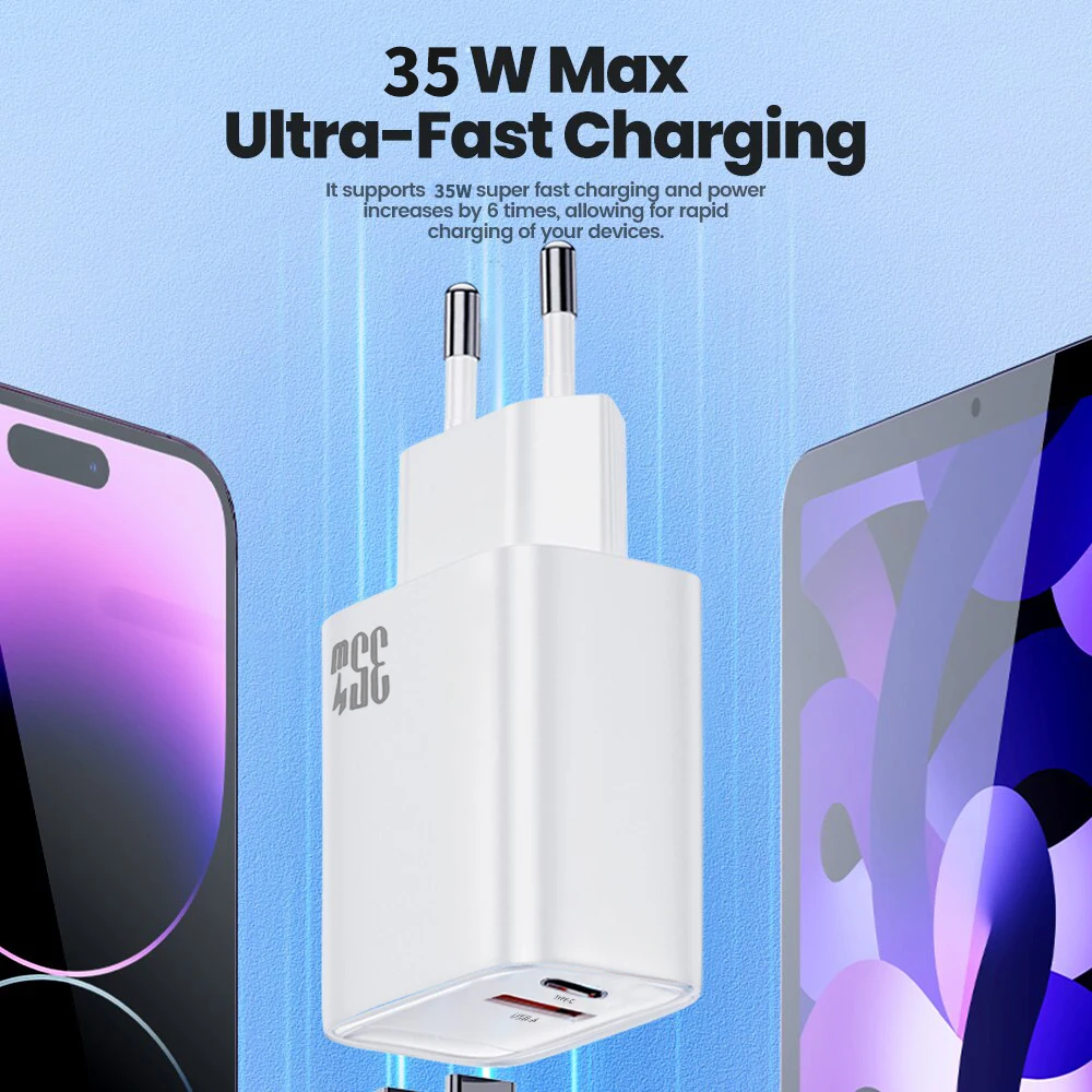 35W Type C USB Fast Charger PD Dual Ports Mobile Phone Adapter Quick Charge Wall Charger For iPhone 15 14 Xiaomi Samsung Oneplus