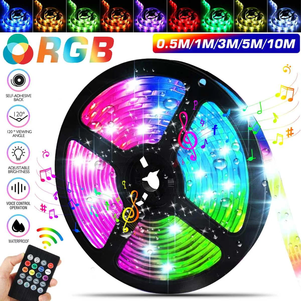 Led Waterproof Lights Strip Usb Music Induction Tv Background Light Strip Dc5v 5050 Music Sensor
