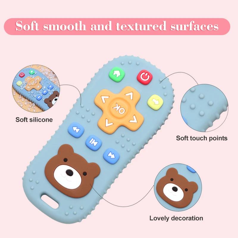 Silicone Teething Toys Bear Remote Control Shape For Babies 0-12 Months