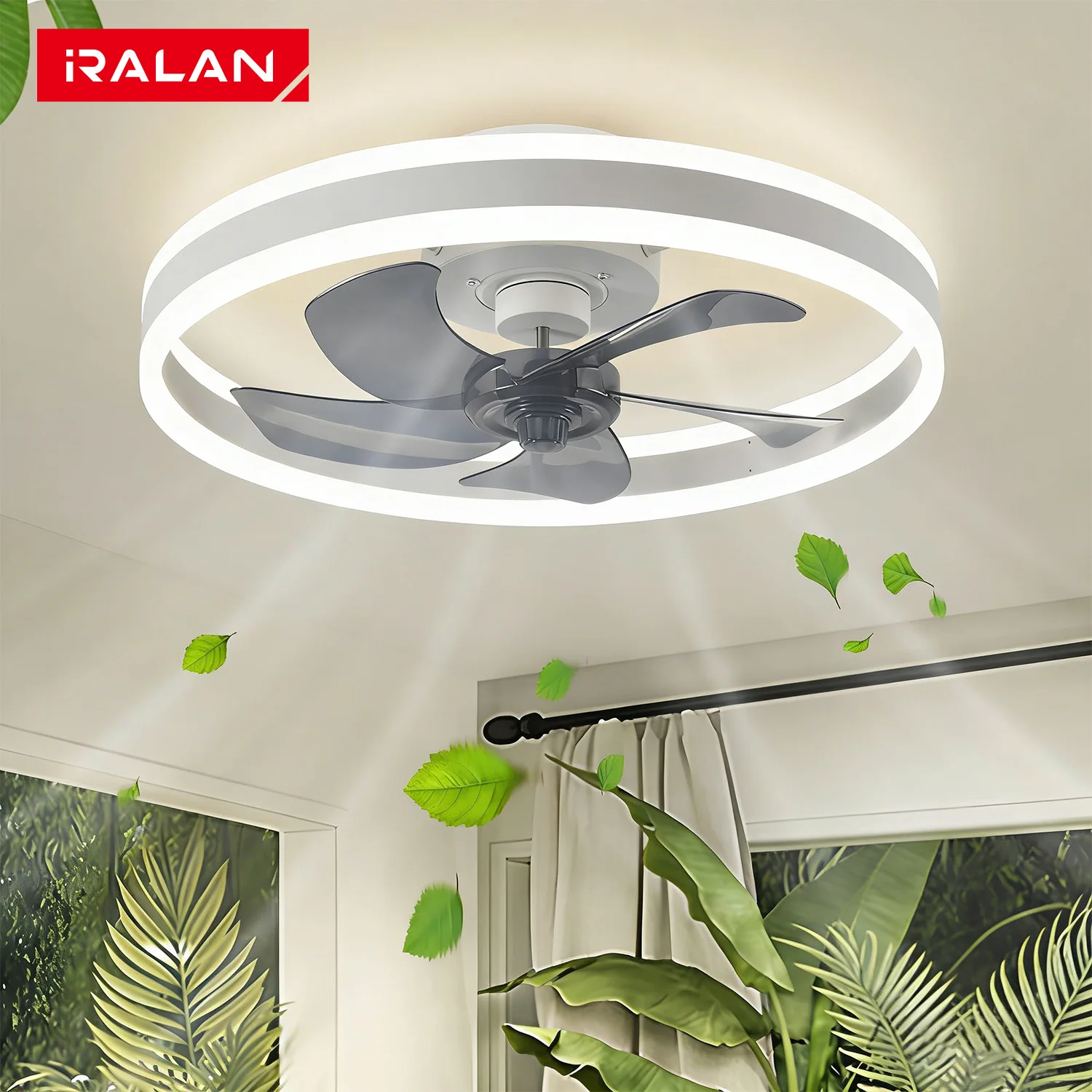 Ventilatore A Soffitto Dobecd Con Luce LED A Fiore, 64 Cm, Telecomando E APP, 6 Velocità, RGB Dimmerabile, Reversibile, Per Camera E Soggiorno