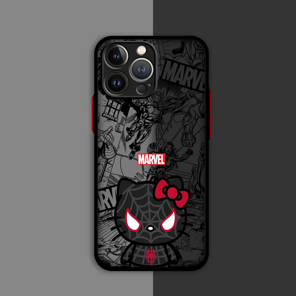 thumbnail image 1 of Funda de teléfono para iPhone 15 Pro SE 13 XS X 14 Pro Max XR 7 6S 12 Mini 8 Plus 11 Pro Marvel Spidermans Hello Kitty Matte, 1 of 5
