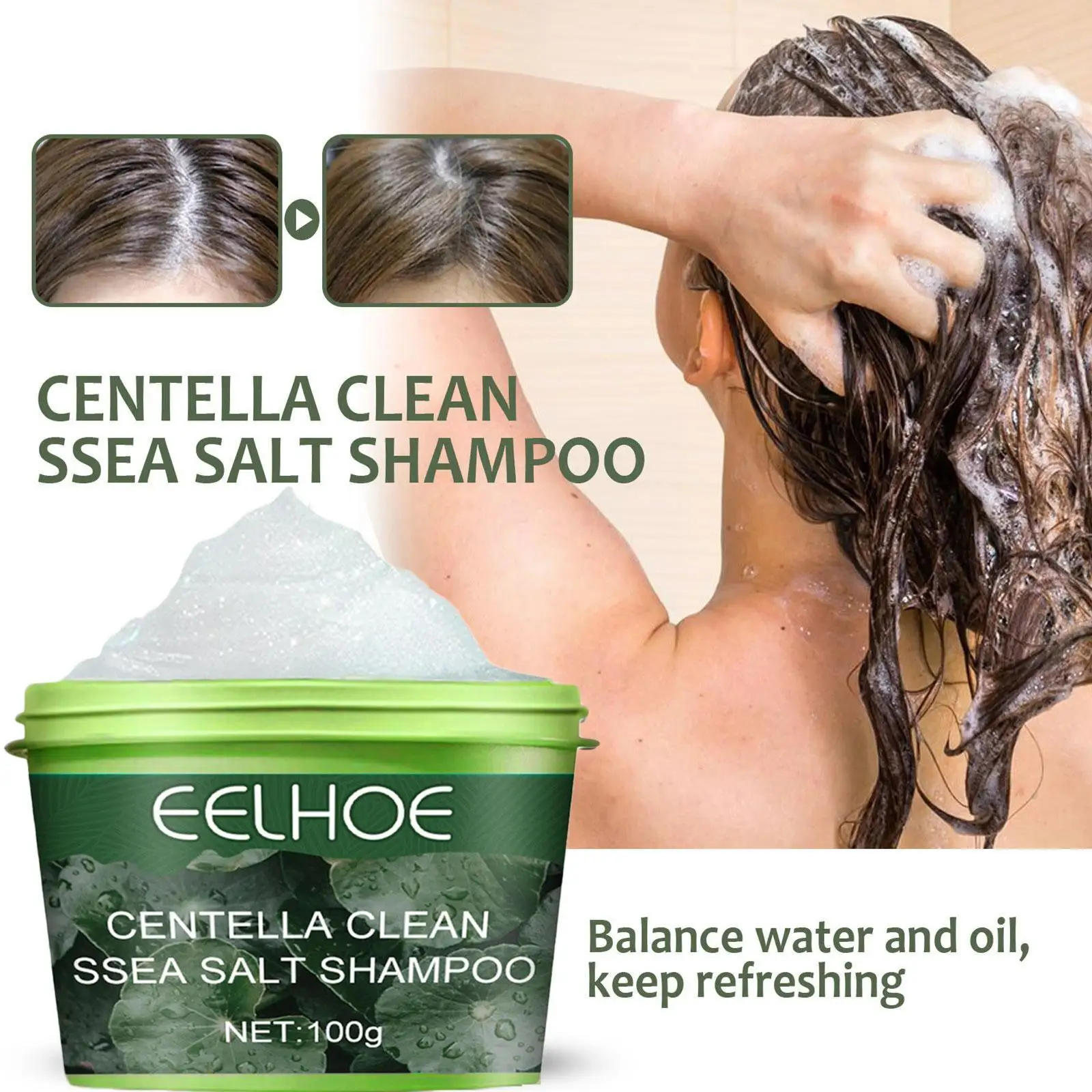

Centella Clean Sea Salt Shampoo Deep Cleansing Dirt Purify Fuffy Scalp Oil Moisturizes Mild Hair Anti-Itch Control Anti-Dan E6C9