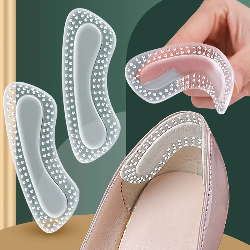 1Pair GEL Heel Protectors Women Silicone Cushion Foot Care Products Non Slip Shoe Pads High Heels Adjustable Insoles