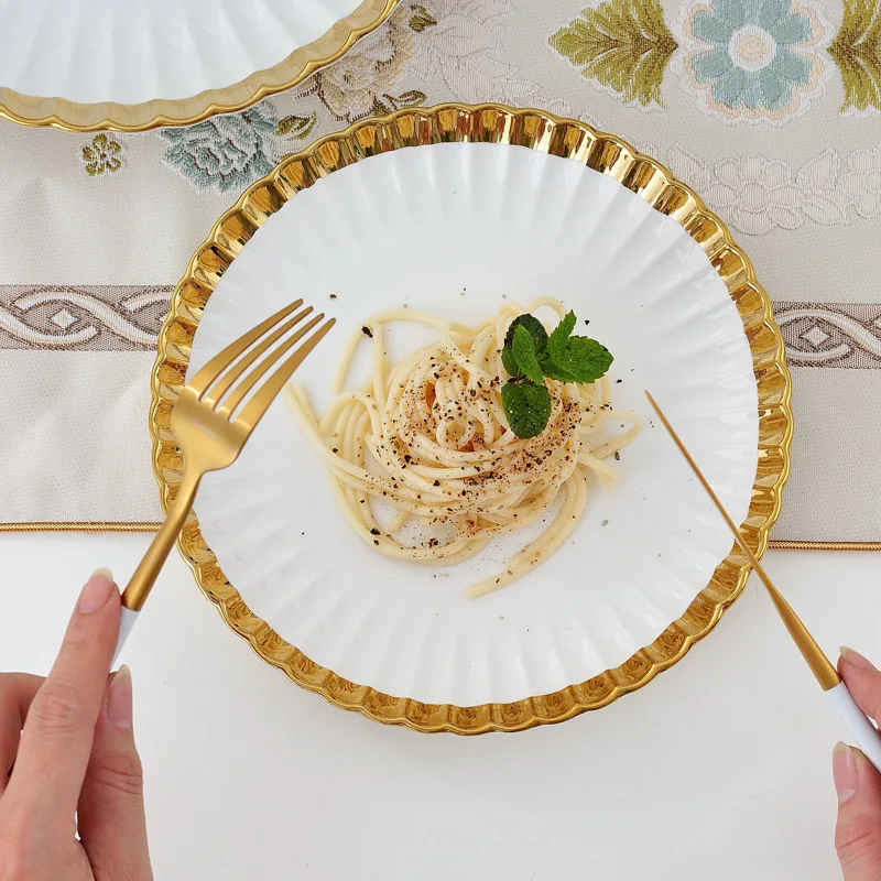 1PCS White Color Ceramics Plates Bowl Salad Dish Kitchen Tableware For Household Hotel
