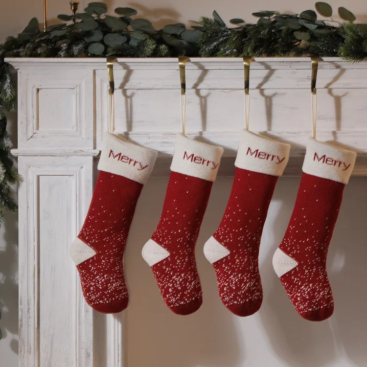 

Deer Personalized Knitted Christmas Stocking, 18” Large Family Knitted Xmas Stocking for Kids Christmas Fireplace Holiday