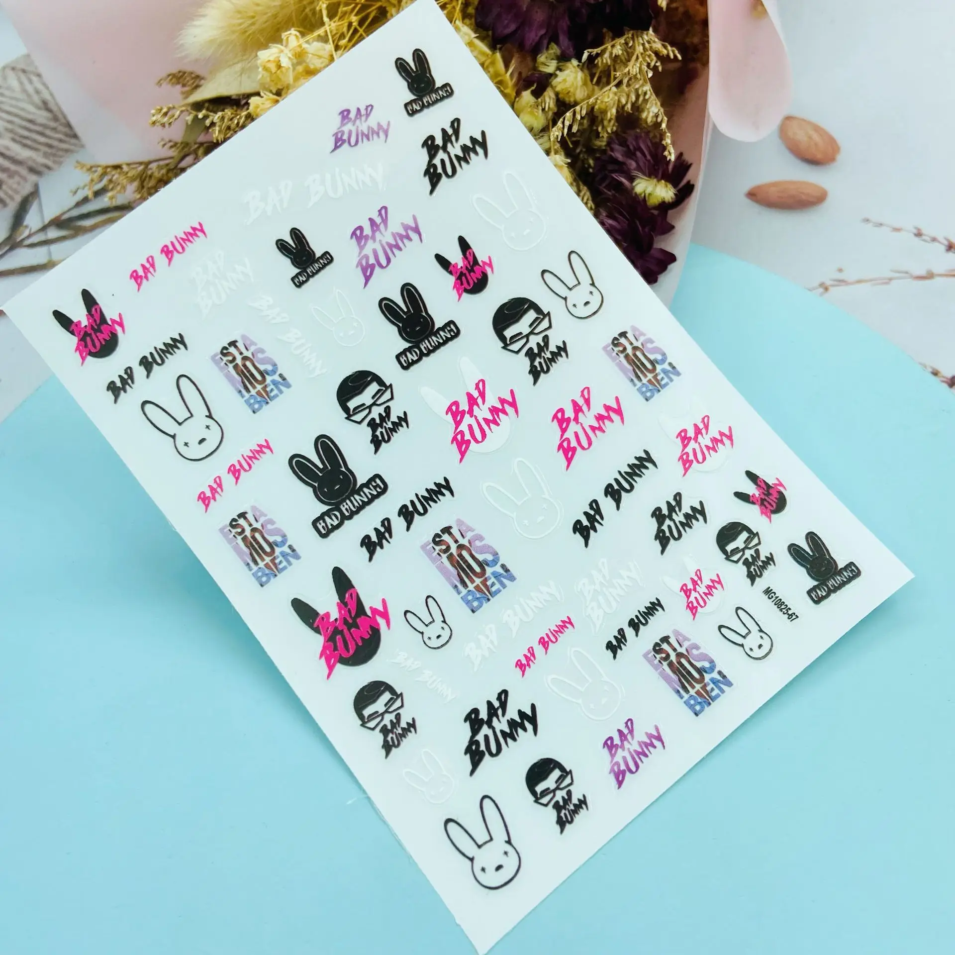 Japanese Style DIY Thin Traceless Nail Stickers Bad Bunny Serious Glue Dry Nail Decals Nail Art Manicure Nail Decorations Gifts 2