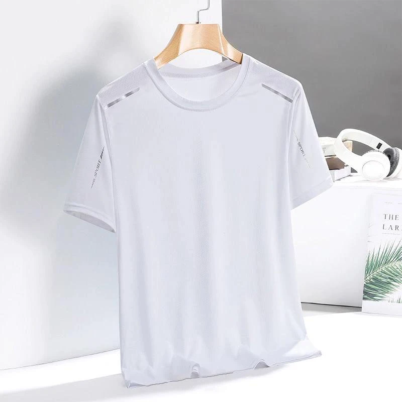 Ice Silk Running Shirts Men Loose Printing Short Sleeve Basketball Gym...