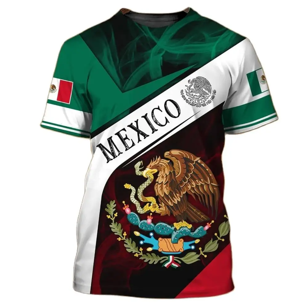 

Mexico National Flag Print T Shirt For Men Fashion 3D Eagle Pattern Short Sleeve Oversized T-shirt Leisure O-neck Tee Streetwear