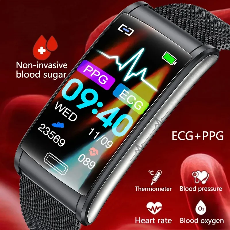 

2023 Non-Invasive Blood Glucose Smart Bracelet IP68 Water Proof Watch ECG+PTT Blood Pressure Heart Rate Health Smart Bracelet