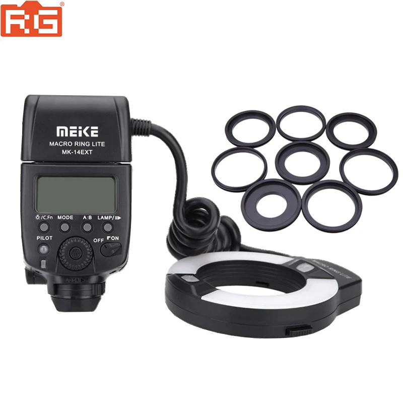 Meike MK-14EXT Macro TTL Ring flash E-TTL TTL with LED AF assist lamp for Canon 700D 650D 600D and Nikon D3200 D3100 D7100 D7200