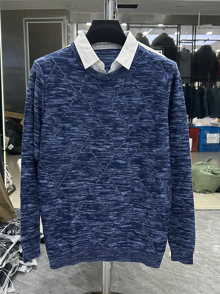 

Autumn And Winter Underlay Casual Leave Two Pieces Sweaters Knitted Shirt Male