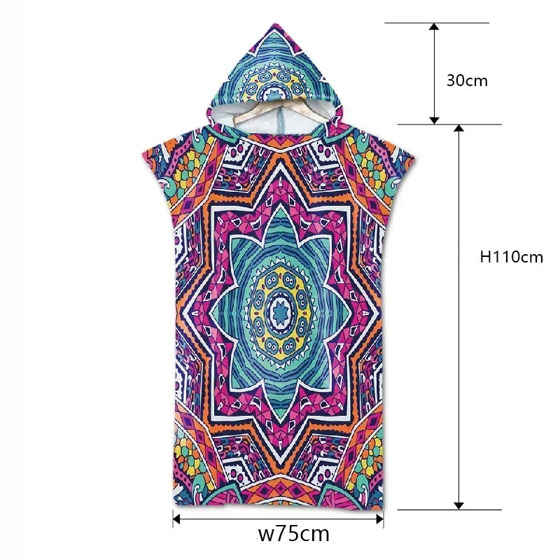 Hot Quick Dry Wetsuit Diving Suit Changing Robe Poncho Towel with Hood Microfiber Absorbent Sweat-absorbent Swim Robe 2