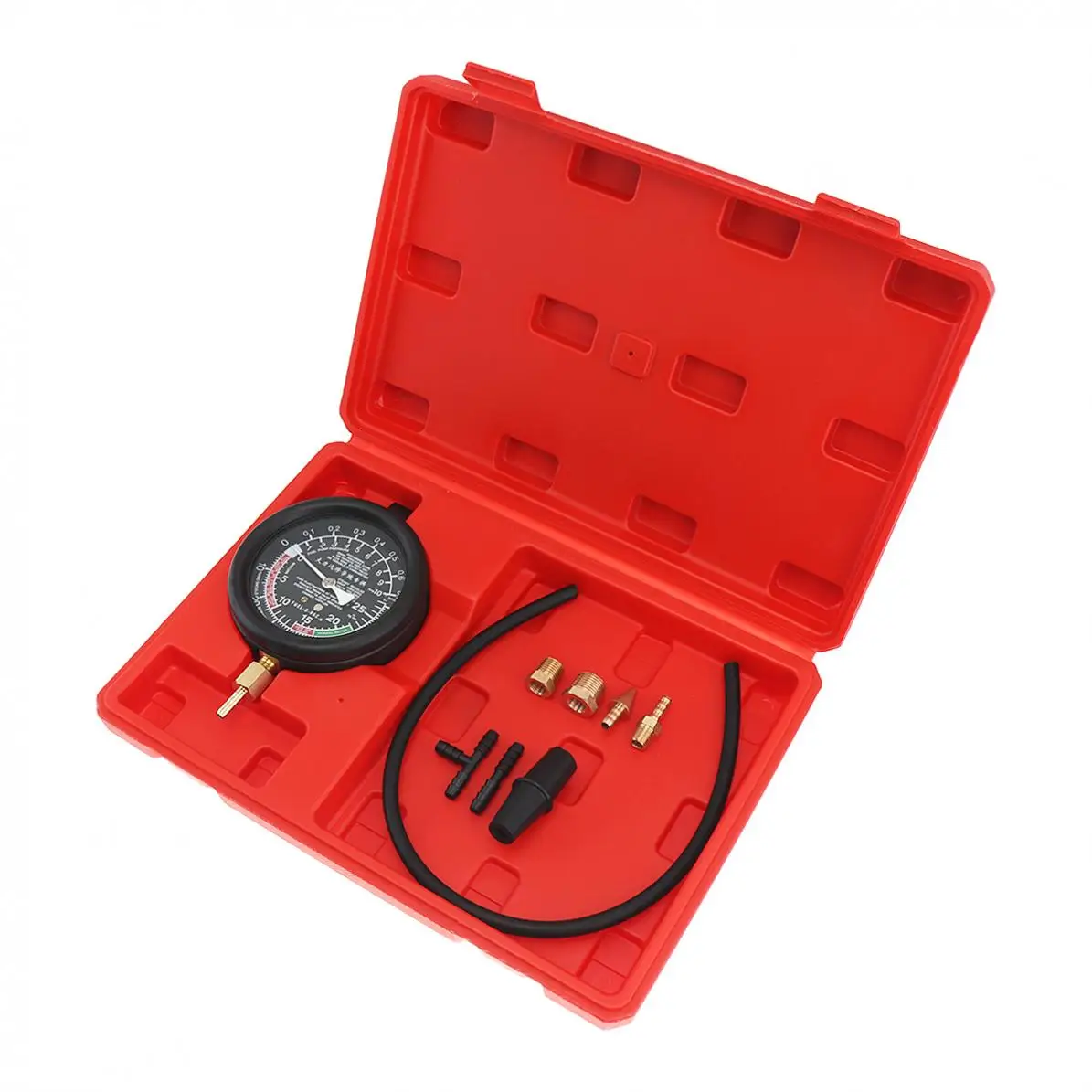 범용 0-10 PSI / 0-28 Hg 기화기 밸브 연료 펌프 압력 진공 테스터 게이지 키트 (자동차/트럭용)