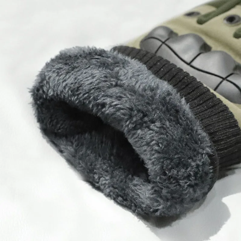JSJM Tactical Gloves Men Winter Velvet Thickened Warm Gloves Long Finger Touch Screen Anti-Slip Full Finger Gloves Ski Gloves 5