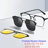 Magnet Clip Square Myopia Sunglasses Men Women 3 In 1 Clip On Polarized Sunglasses Metal Frames Prescription Computer Eyewear 1