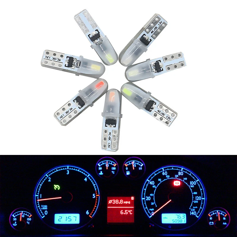 10Pcs T5 LED Bulb Instrument Panel Lights Auto Dashboard Warning Lamp