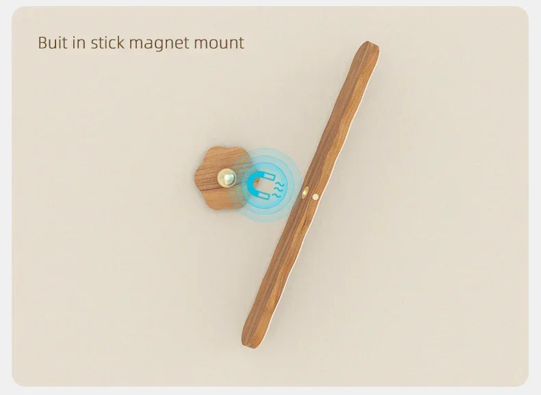 Description Picture 6 of itemLED Mirror Front Lamp Magnet Adsorption Mirror Screen Vanity Lamp Rotation Wood Color Night Light for Bedroom Makeup