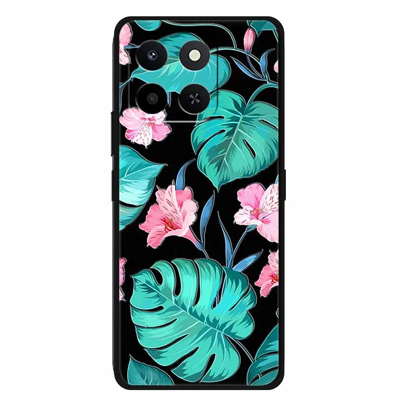 Embossed Floral Black Silicone Soft Back Cover - 3D Protective Case