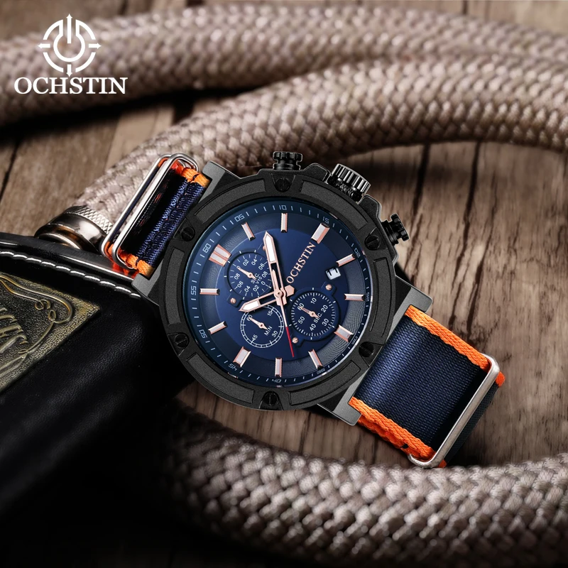 

OCHSTIN new creative nylon series watch watch multifunction quartz movement watch 2024 personalized fashion men's quartz watches