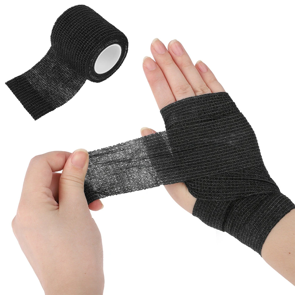 6pcs Black Tattoo Grip Bandage Cover Wraps Tapes Nonwoven Waterproof Self Adhesive Finger Wrist Protection Tattoo Accessories