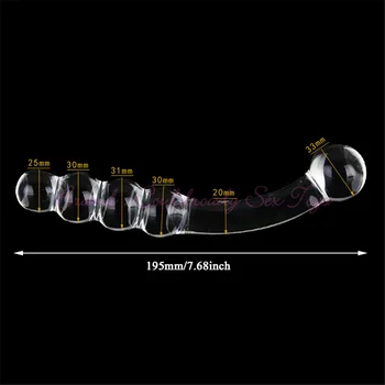 Pyrex Glass Dildo 195x33mm Fake Penis Crystal Anal Beads Butt Plug Prostate Massager G Spot Female Masturbation Toys 2