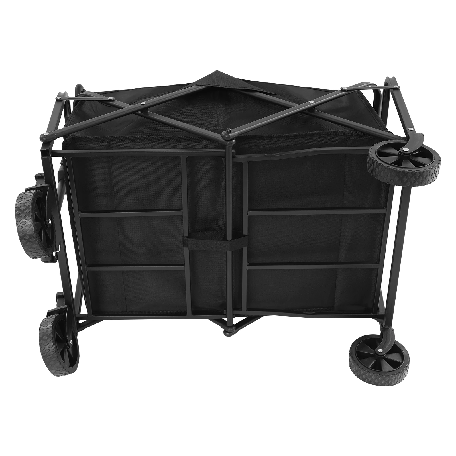 253LBS Zusammenklappbarer Bollerwagen - Faltbarer Mehrzweckwagen mit Großer Kapazität für Outdoor-Camping/Strand/Einkaufen (Schwarz) – Detail 10