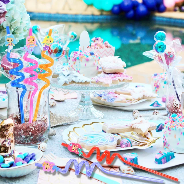 8pcs Cartoon Mermaid Straws Reusable Unicorn Mermaid Plastic Straw Juice  Milkshake Ice Drink Kids Summer Party Decoration Supply - AliExpress