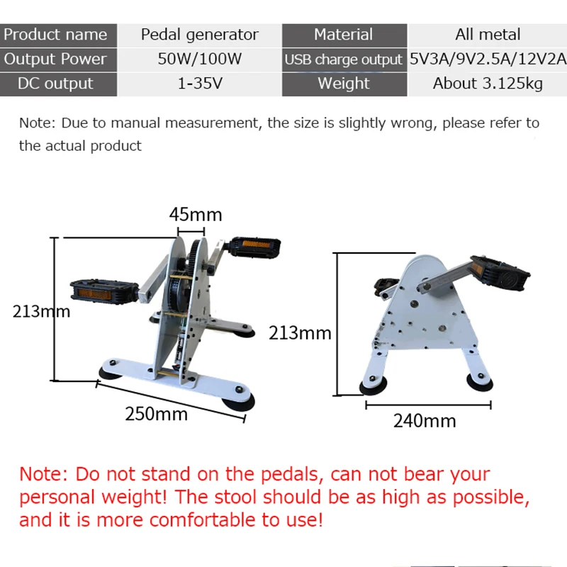 Générateur de pédale de pied 50W/100W, appareil Portable d