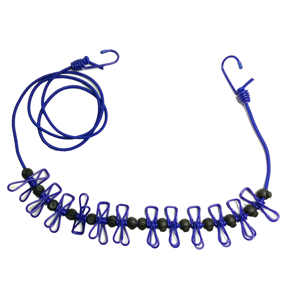Camping Non-slip stretch clothesline With 12Clips 6