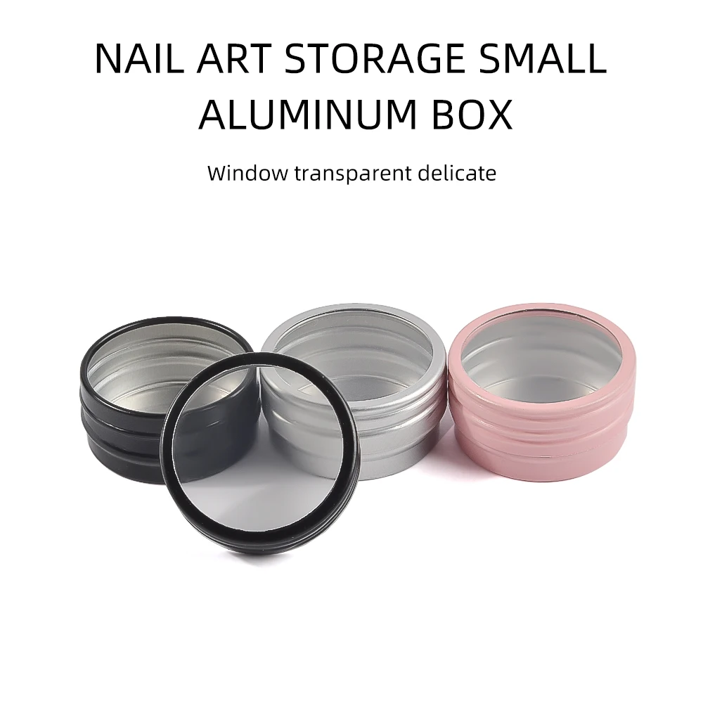 

10x Empty Aluminum Box Nail Decoration Storage Box Rhinestone Gems Container Organizer pink/black/silver Threaded Box Nail Tools