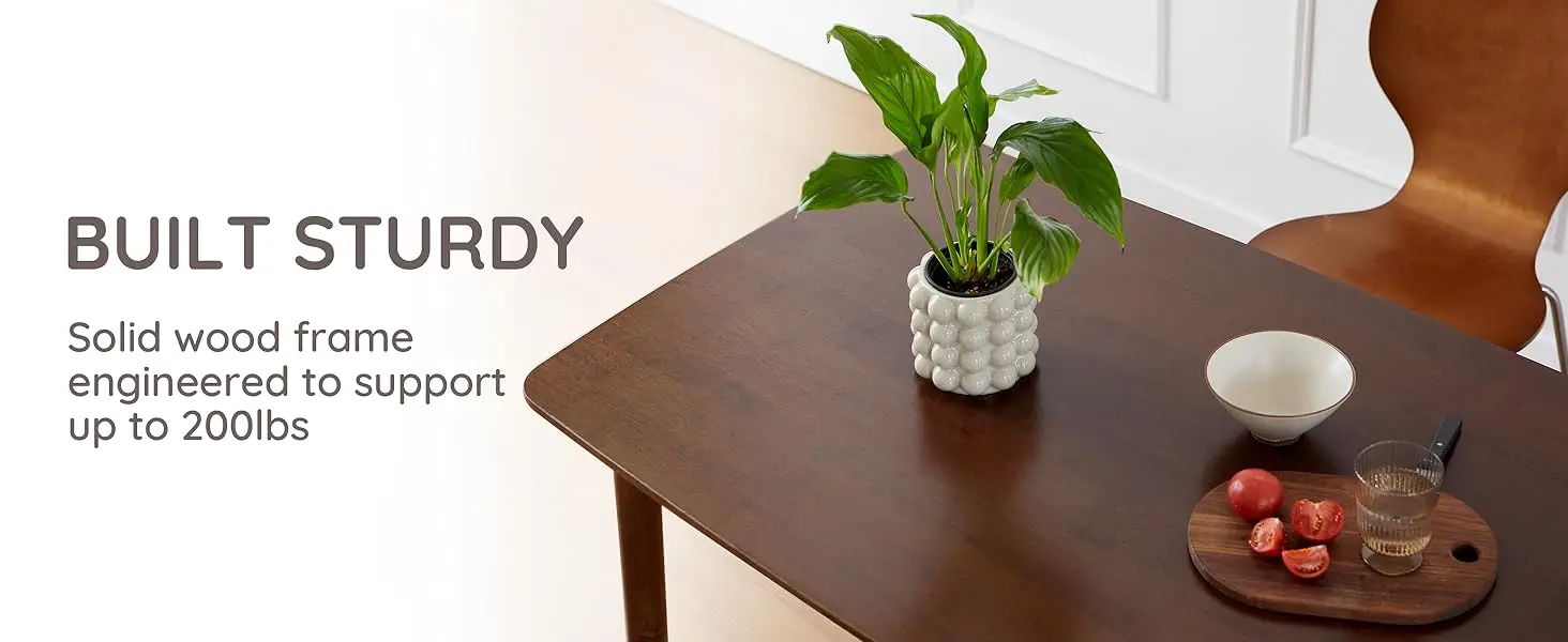 mid century modern oak solid wood wooden rectangular small desk kitchen dining room table set for 4