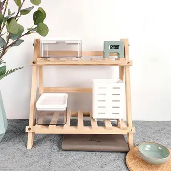 Scaffale portaoggetti da scrivania in legno a 2 livelli, scaffale pieghevole per scrivania, organizer per cancelleria, per dormitorio e camera da letto