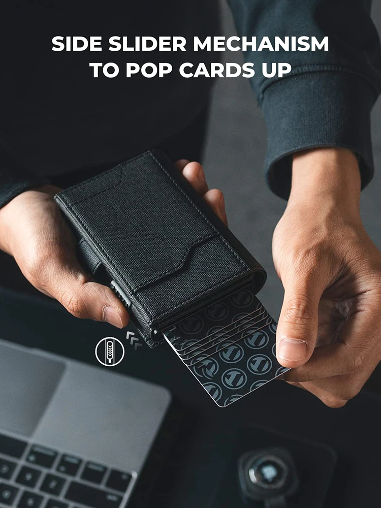 Pop up Card Wallet RFID Blocking Credit Card Holder Three Fold Wallet with Large Capacity 5