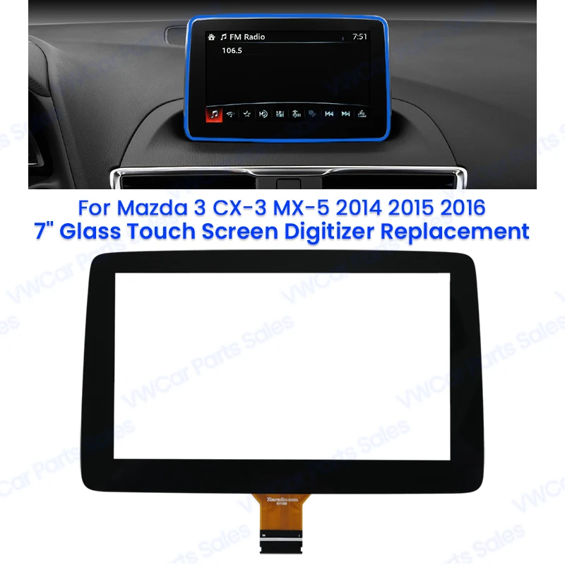 Car Radio 7 inch Touch panel Digitizer For 2014- Mazda 2 3 Axela CX-3 MX-5 TM070RDZ38 Radio Capacitive BHP1611J0D HCY-CTP7088-A0