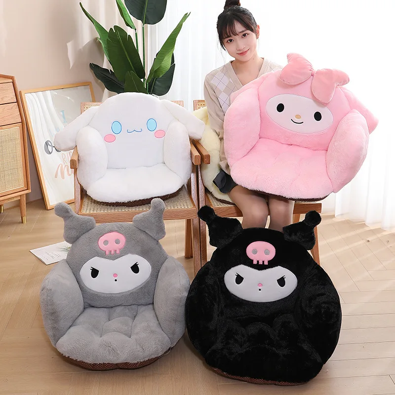 

Sanrio Plush Cushion Cartoon Mymelody Kuromi Cinnamorol Hello Kitty Half Round Seat Cushion Winter Warm Cushion
