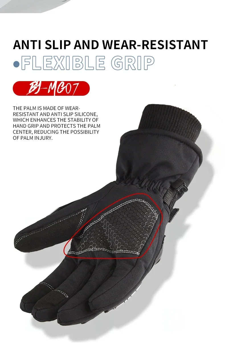 Winter Motorrad Off-road Reiten Voll Finger Handschuhe Männer Dicke Anti Slip Touchscreen Warme Winddicht Handschuh Outdoor Sport Reiten – Detail 2