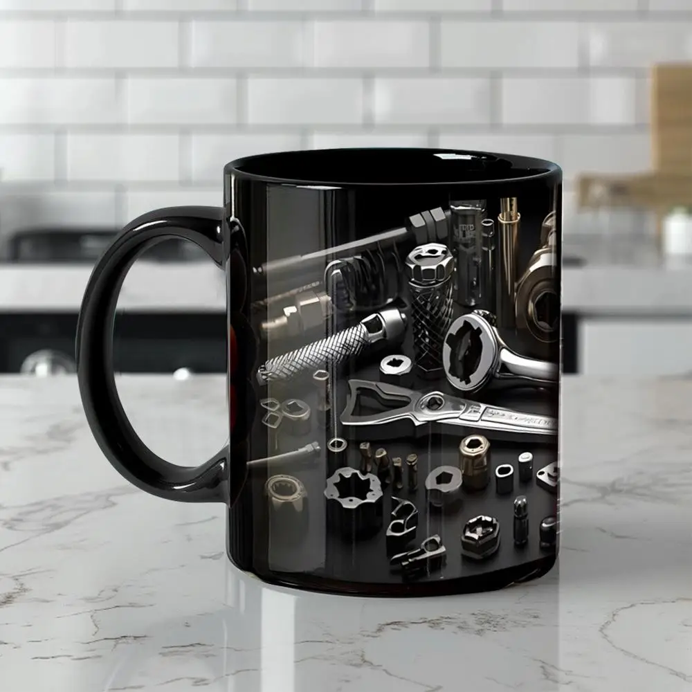 Mechanic Black Mug Black Ceramic Coffee Cup For Mechanics father Toolbox Coffee Cup Tea Mug For Whiskey Beer Juice Soup Water
