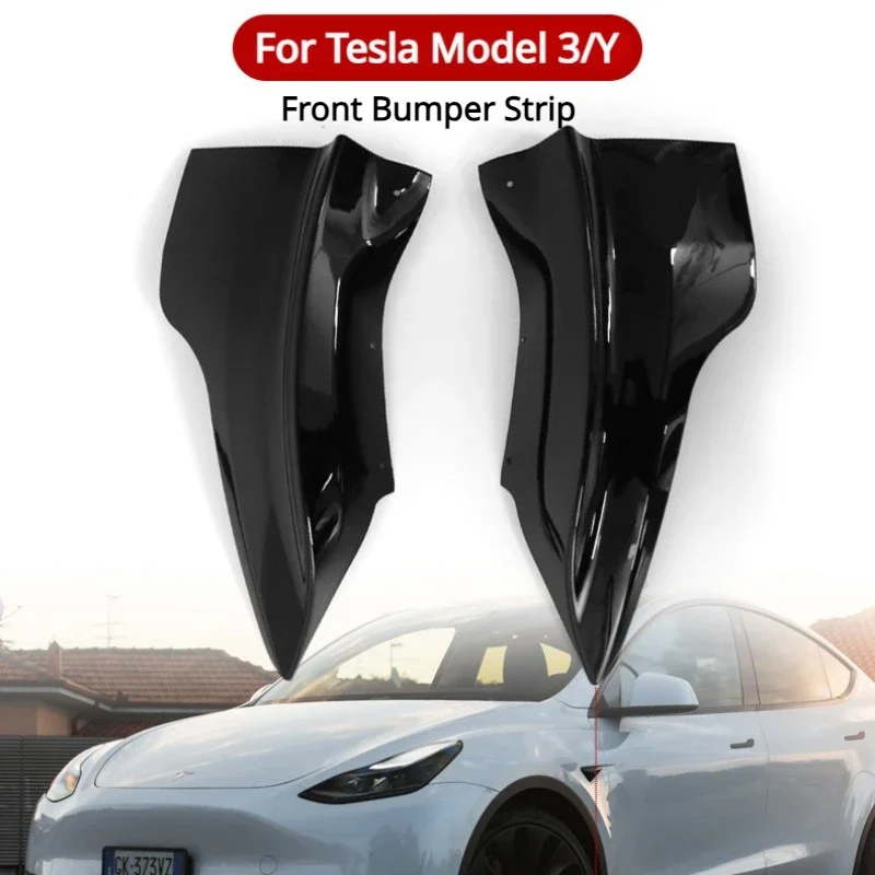 

2pcs For Tesla Model3/Y Front Bumper Protector Front Bumper Strip Protection Covers Anti-Collision Car Modification Accessories