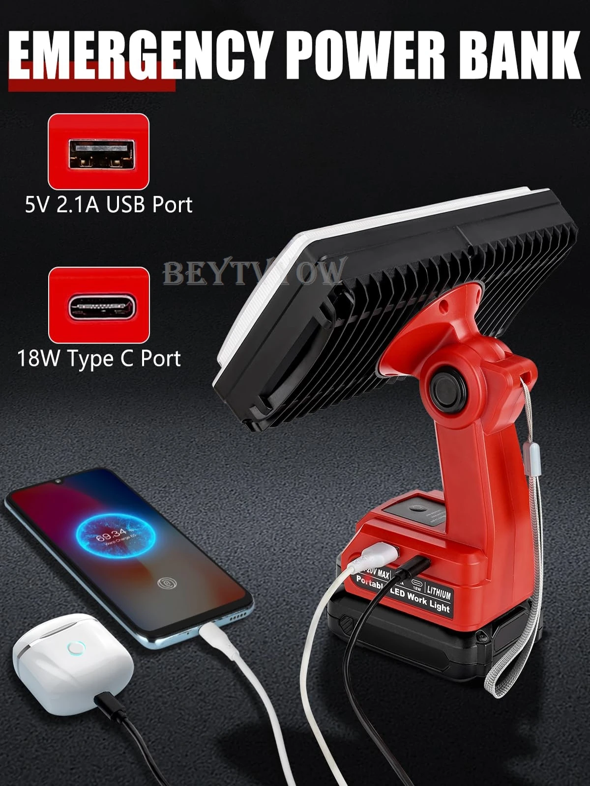 40W 4200LM Cordless Spotlight Compatible with Craftsman 20V Battery Led Work Lig