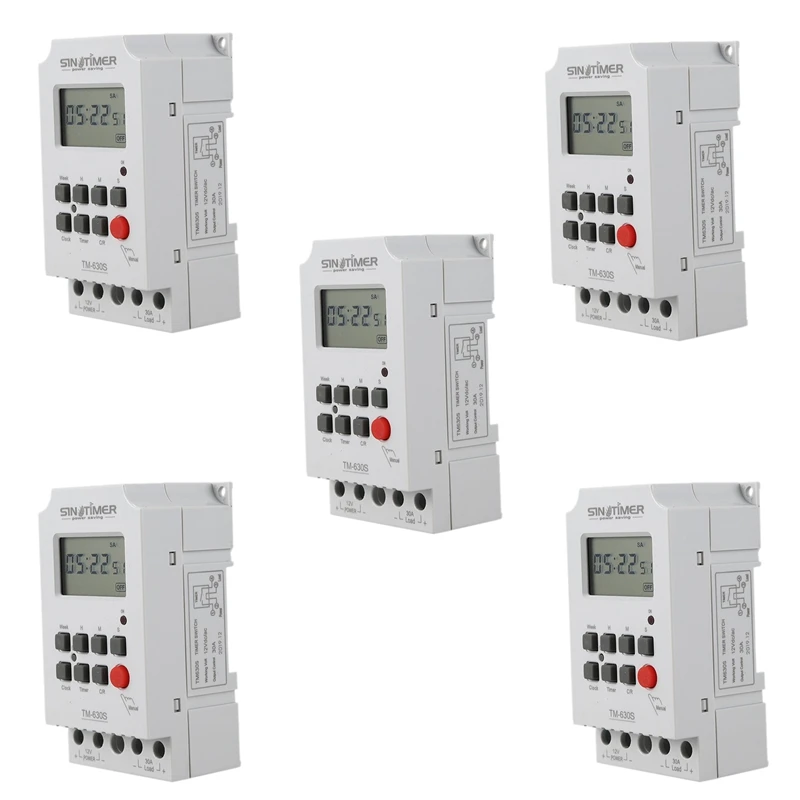 

Sinotimer 5X Tm630s-4 12V Seconds Control Timer Switch Large Screen Digital Display Pin Voltage Output Time Controller